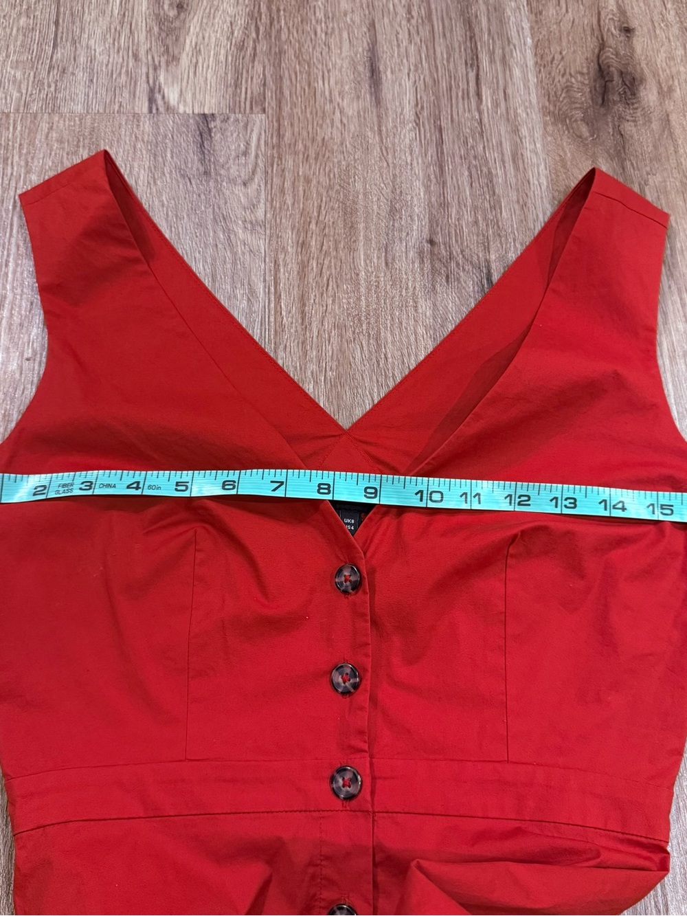 SALONI Zoey Cut Out Cotton Poplin Midi Dress Fluted Hem Red Button Down V Neck 4 - Picture 9 of 12